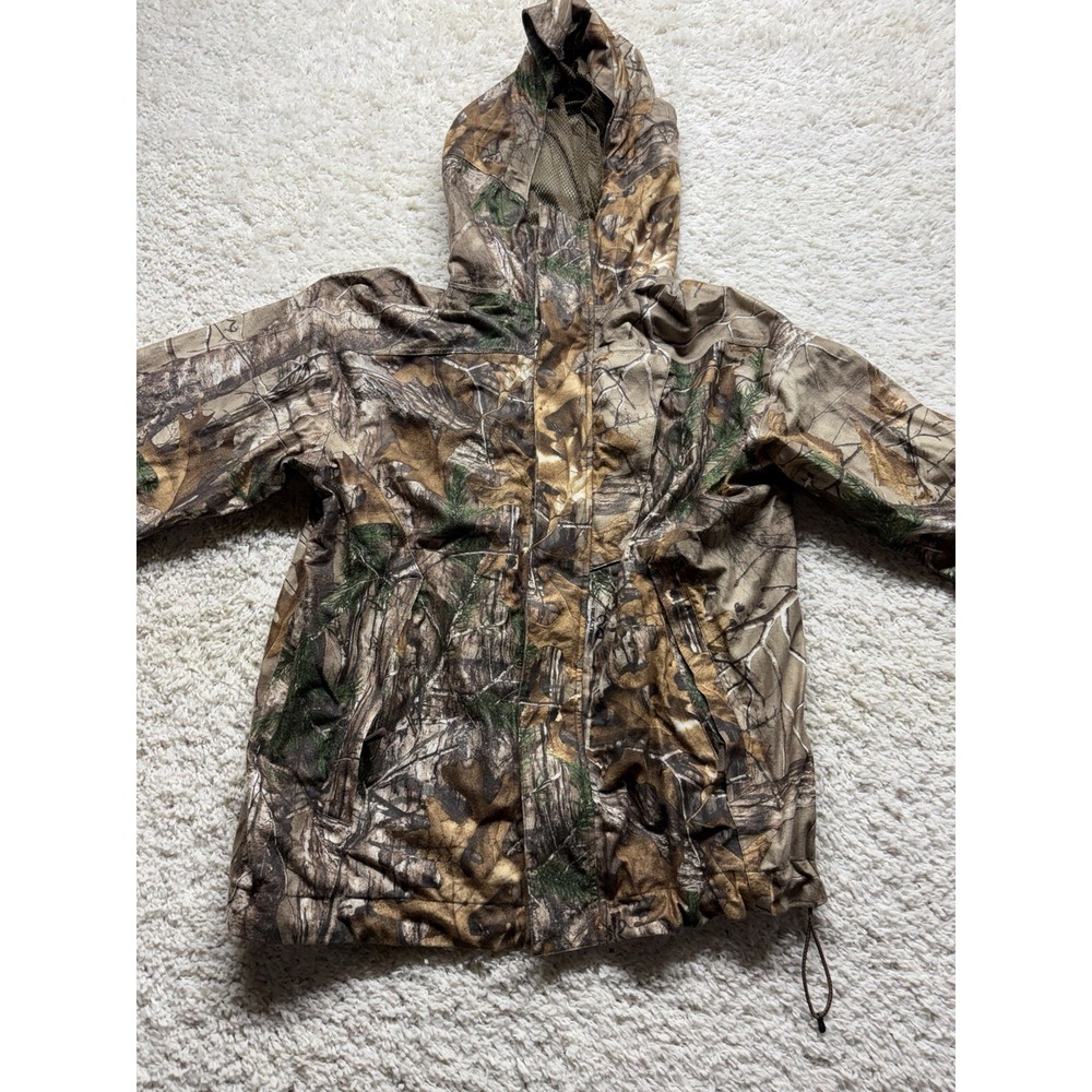 Cabela's Size M Realtree Xtra Camo Mesh Lined Hooded Packable Hunting Jacket